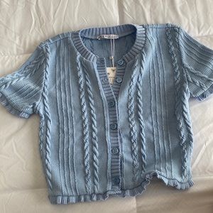 Zara Baby Blue Knit Top
